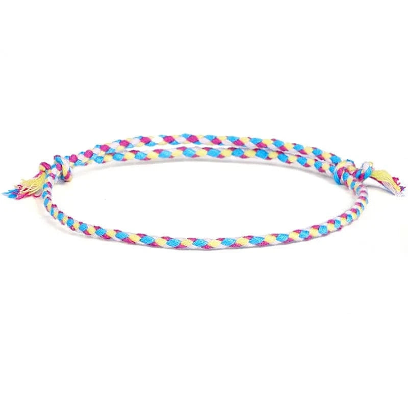 New Canonical Ping An Buckle Four Strand Color Bracelet Simple Handmade Woven Bracelets Women's Adjustable Rope Bracelet