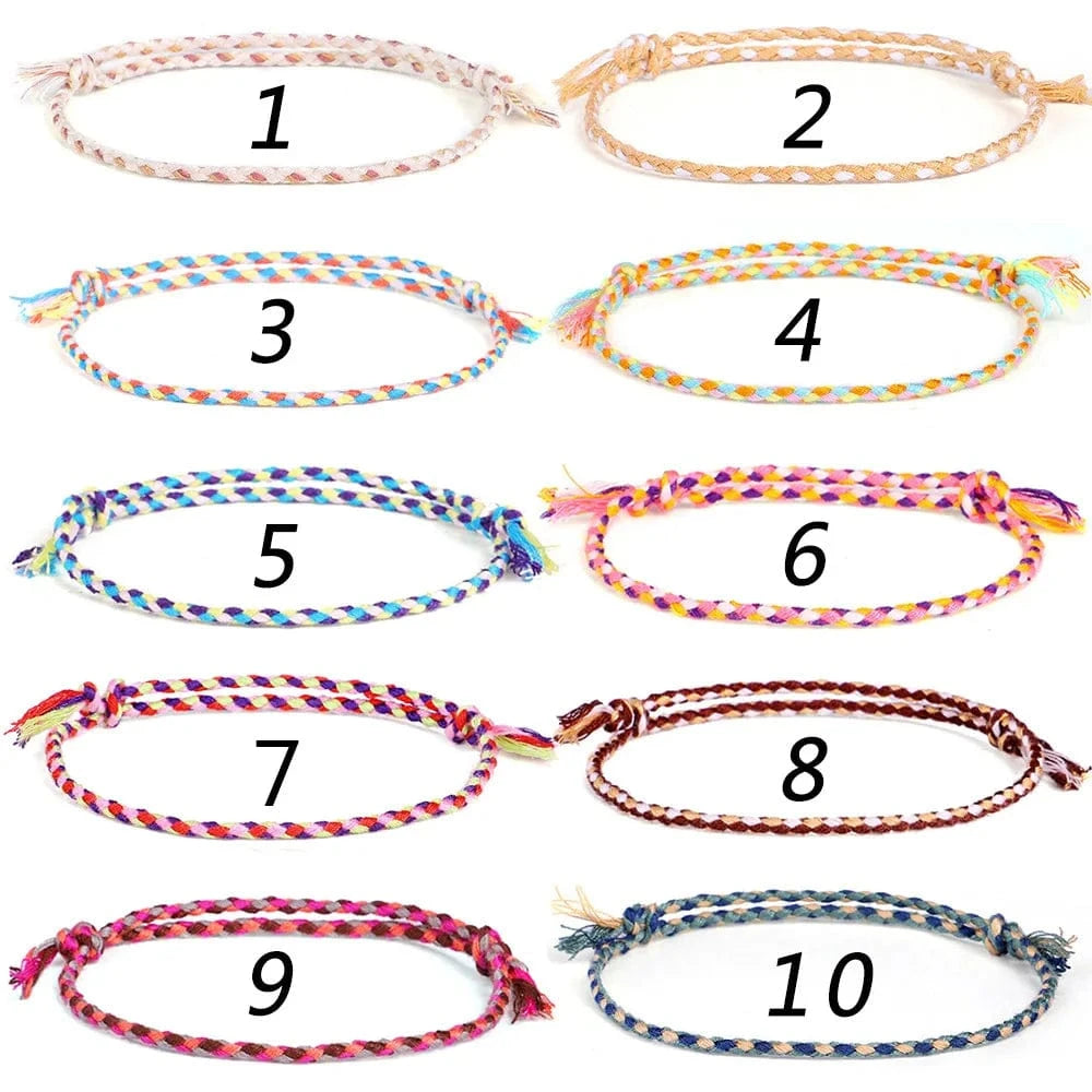 New Canonical Ping An Buckle Four Strand Color Bracelet Simple Handmade Woven Bracelets Women's Adjustable Rope Bracelet
