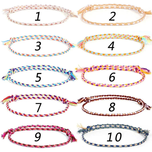 New Canonical Ping An Buckle Four Strand Color Bracelet Simple Handmade Woven Bracelets Women's Adjustable Rope Bracelet