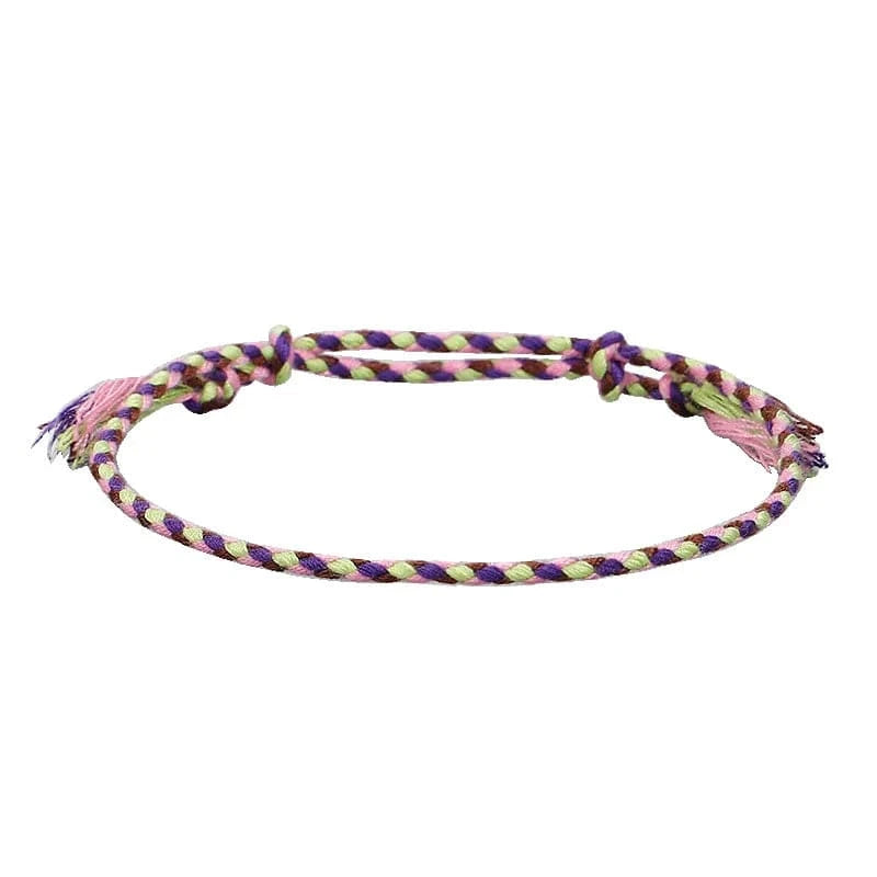 New Canonical Ping An Buckle Four Strand Color Bracelet Simple Handmade Woven Bracelets Women's Adjustable Rope Bracelet