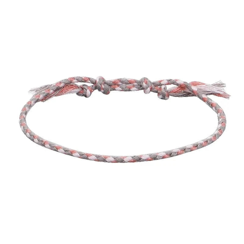 New Canonical Ping An Buckle Four Strand Color Bracelet Simple Handmade Woven Bracelets Women's Adjustable Rope Bracelet
