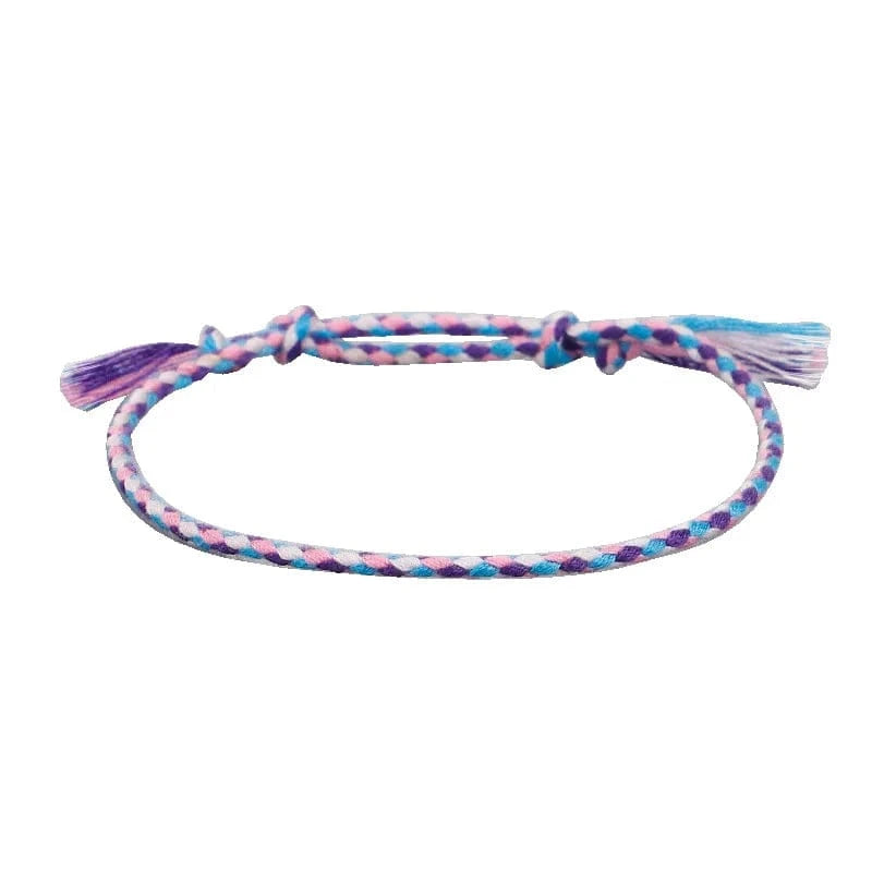 New Canonical Ping An Buckle Four Strand Color Bracelet Simple Handmade Woven Bracelets Women's Adjustable Rope Bracelet