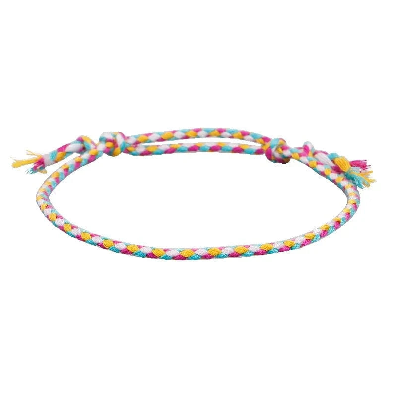 New Canonical Ping An Buckle Four Strand Color Bracelet Simple Handmade Woven Bracelets Women's Adjustable Rope Bracelet