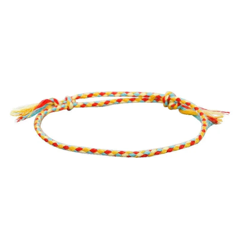 New Canonical Ping An Buckle Four Strand Color Bracelet Simple Handmade Woven Bracelets Women's Adjustable Rope Bracelet