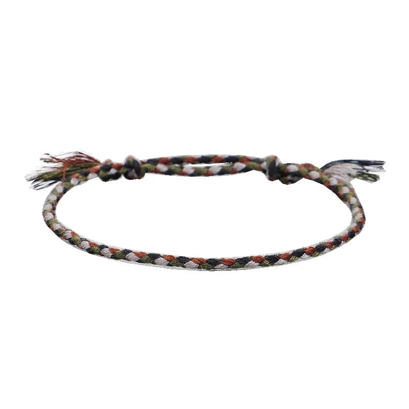 New Canonical Ping An Buckle Four Strand Color Bracelet Simple Handmade Woven Bracelets Women's Adjustable Rope Bracelet