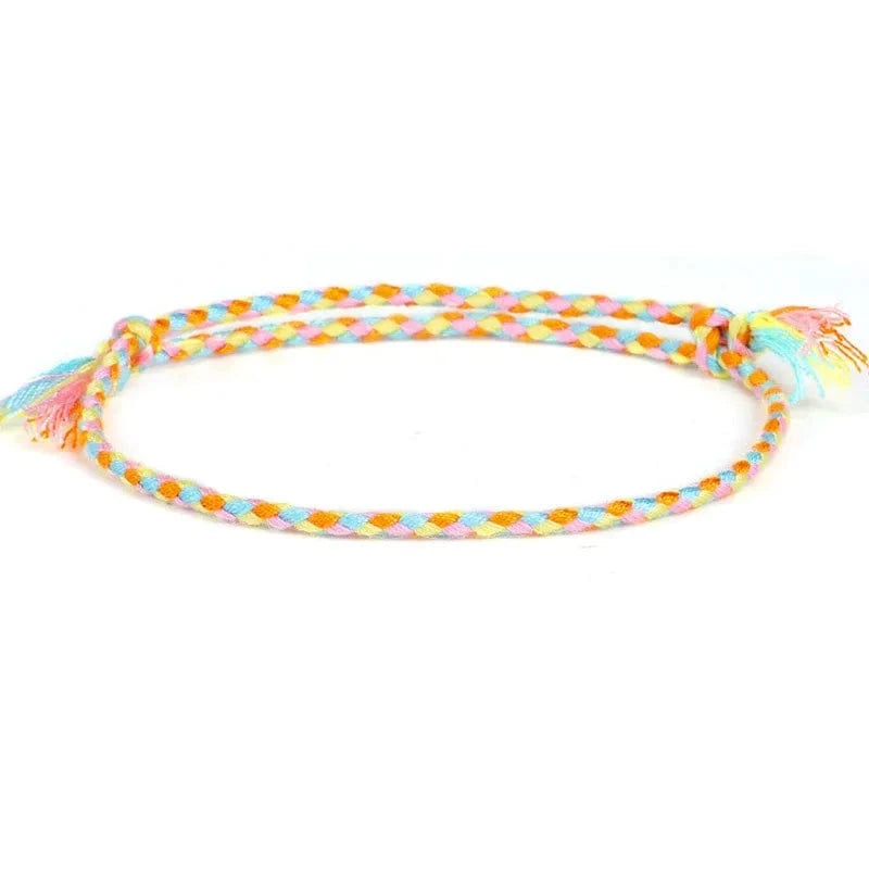 New Canonical Ping An Buckle Four Strand Color Bracelet Simple Handmade Woven Bracelets Women's Adjustable Rope Bracelet