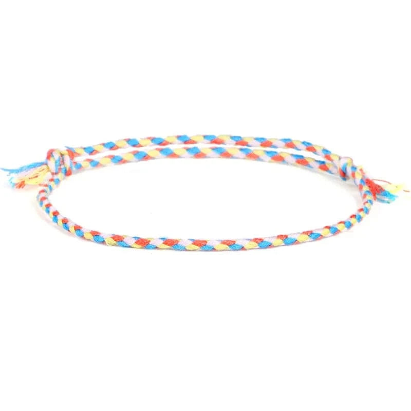 New Canonical Ping An Buckle Four Strand Color Bracelet Simple Handmade Woven Bracelets Women's Adjustable Rope Bracelet