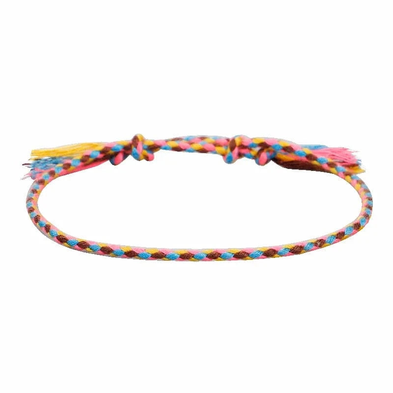 New Canonical Ping An Buckle Four Strand Color Bracelet Simple Handmade Woven Bracelets Women's Adjustable Rope Bracelet