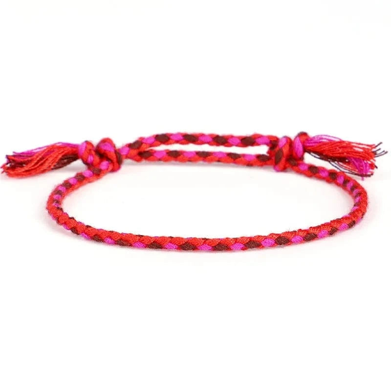 New Canonical Ping An Buckle Four Strand Color Bracelet Simple Handmade Woven Bracelets Women's Adjustable Rope Bracelet