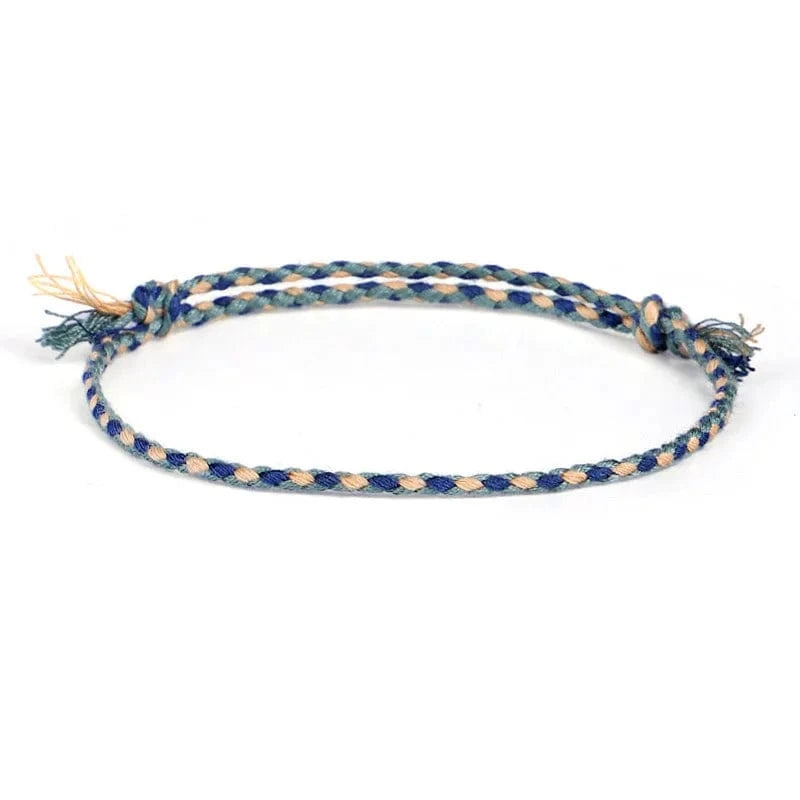 New Canonical Ping An Buckle Four Strand Color Bracelet Simple Handmade Woven Bracelets Women's Adjustable Rope Bracelet