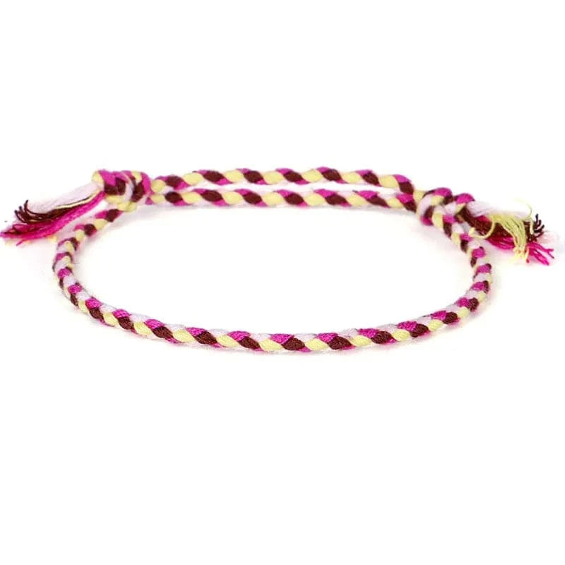 New Canonical Ping An Buckle Four Strand Color Bracelet Simple Handmade Woven Bracelets Women's Adjustable Rope Bracelet