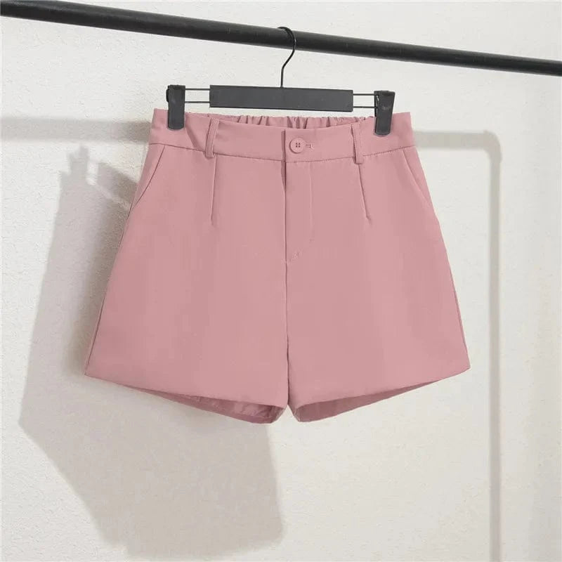New Casual Wide Leg High Waist Suit Shorts Women Straight A-line Slimming All Match Elastic Waist Women Pants