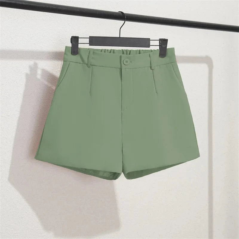 New Casual Wide Leg High Waist Suit Shorts Women Straight A-line Slimming All Match Elastic Waist Women Pants