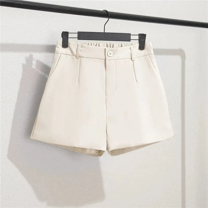 New Casual Wide Leg High Waist Suit Shorts Women Straight A-line Slimming All Match Elastic Waist Women Pants