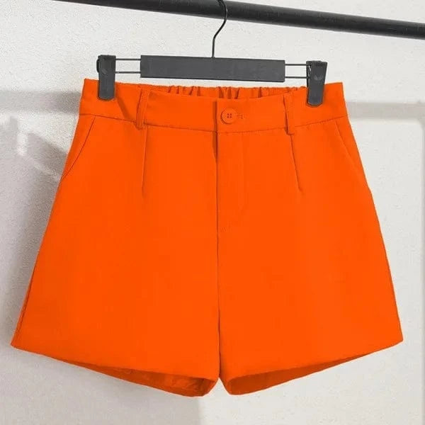 New Casual Wide Leg High Waist Suit Shorts Women Straight A-line Slimming All Match Elastic Waist Women Pants