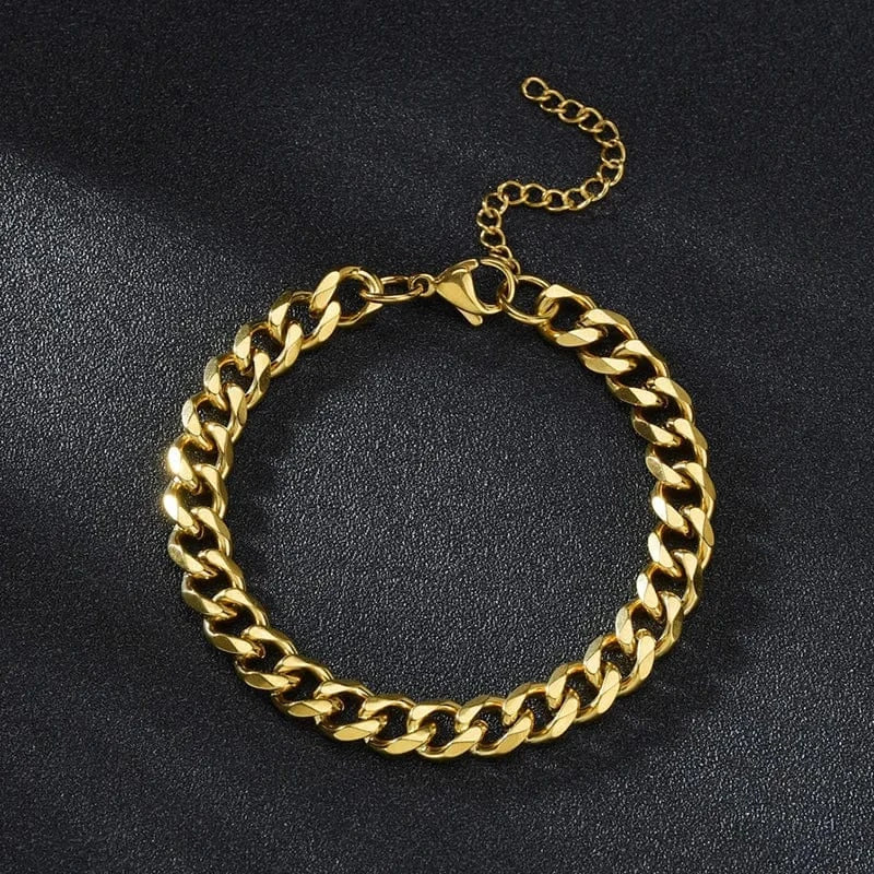 New Charm Stainless Steel 18K Gold Plated Jewelry Chain Bangles Bracelet for Women