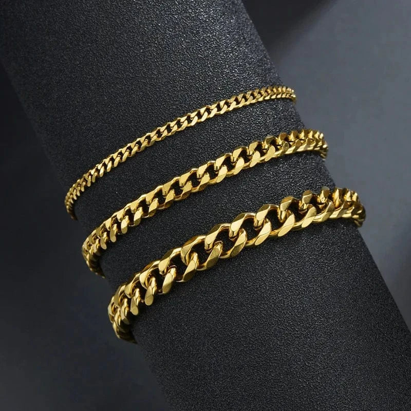 New Charm Stainless Steel 18K Gold Plated Jewelry Chain Bangles Bracelet for Women
