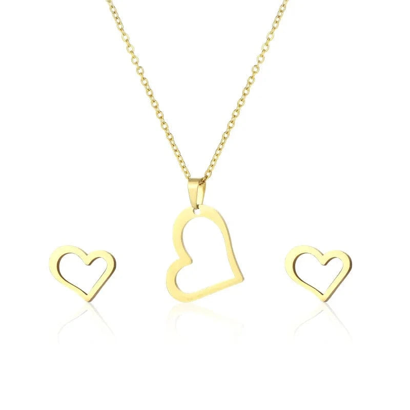 New Cheap Dubai 18K Gold-plated waterproof Stainless Steel Various shapes pendants Gift Necklace Earrings Jewelry Set For Women