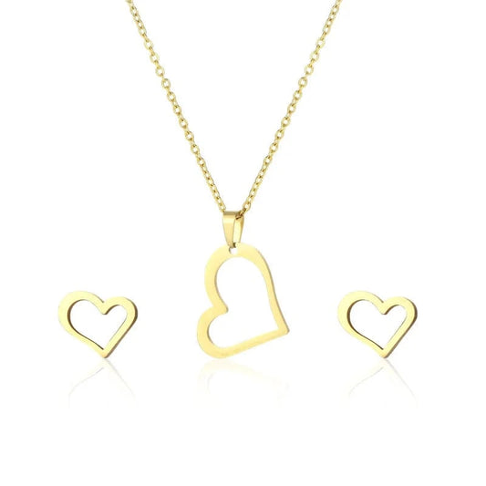 New Cheap Dubai 18K Gold-plated waterproof Stainless Steel Various shapes pendants Gift Necklace Earrings Jewelry Set For Women