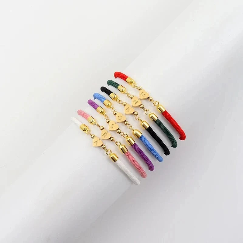 New Classic A-Z Heart Initial Letter Bracelet Women Simpel Adjustable Colorful Rope Bracelet For Women Jewelry Gift