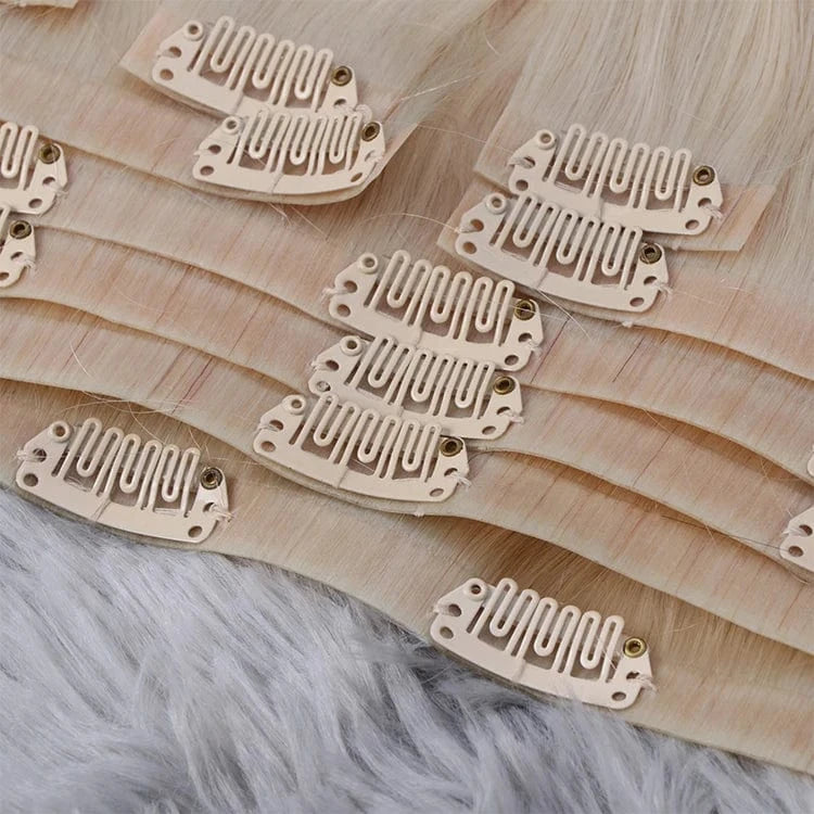 New Clip in hair extensions 100human hair straight invisible double drawn pu100g 120g seamless clip in hair extension