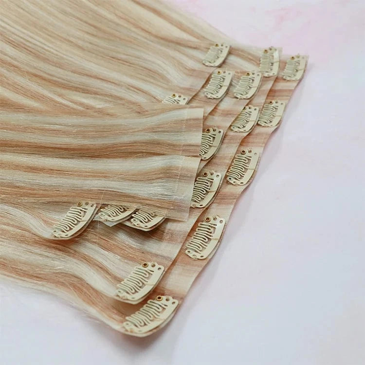 New Clip in hair extensions 100human hair straight invisible double drawn pu100g 120g seamless clip in hair extension
