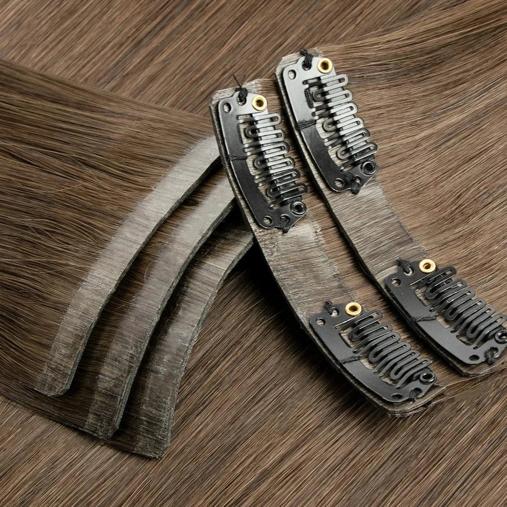 New Clip in hair extensions 100human hair straight invisible double drawn pu100g 120g seamless clip in hair extension