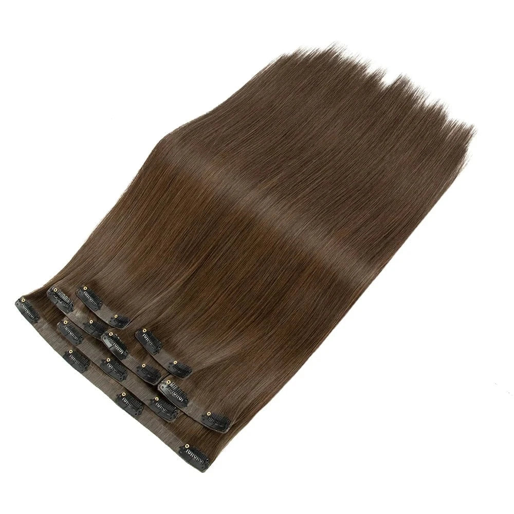 New Clip in hair extensions 100human hair straight invisible double drawn pu100g 120g seamless clip in hair extension