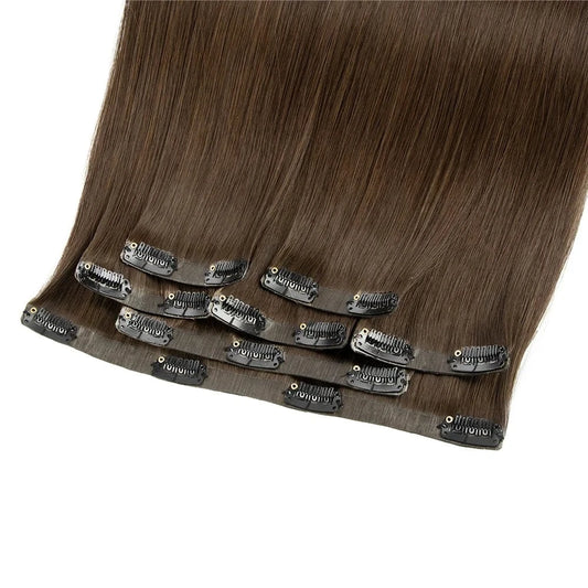 New Clip in hair extensions 100human hair straight invisible double drawn pu100g 120g seamless clip in hair extension