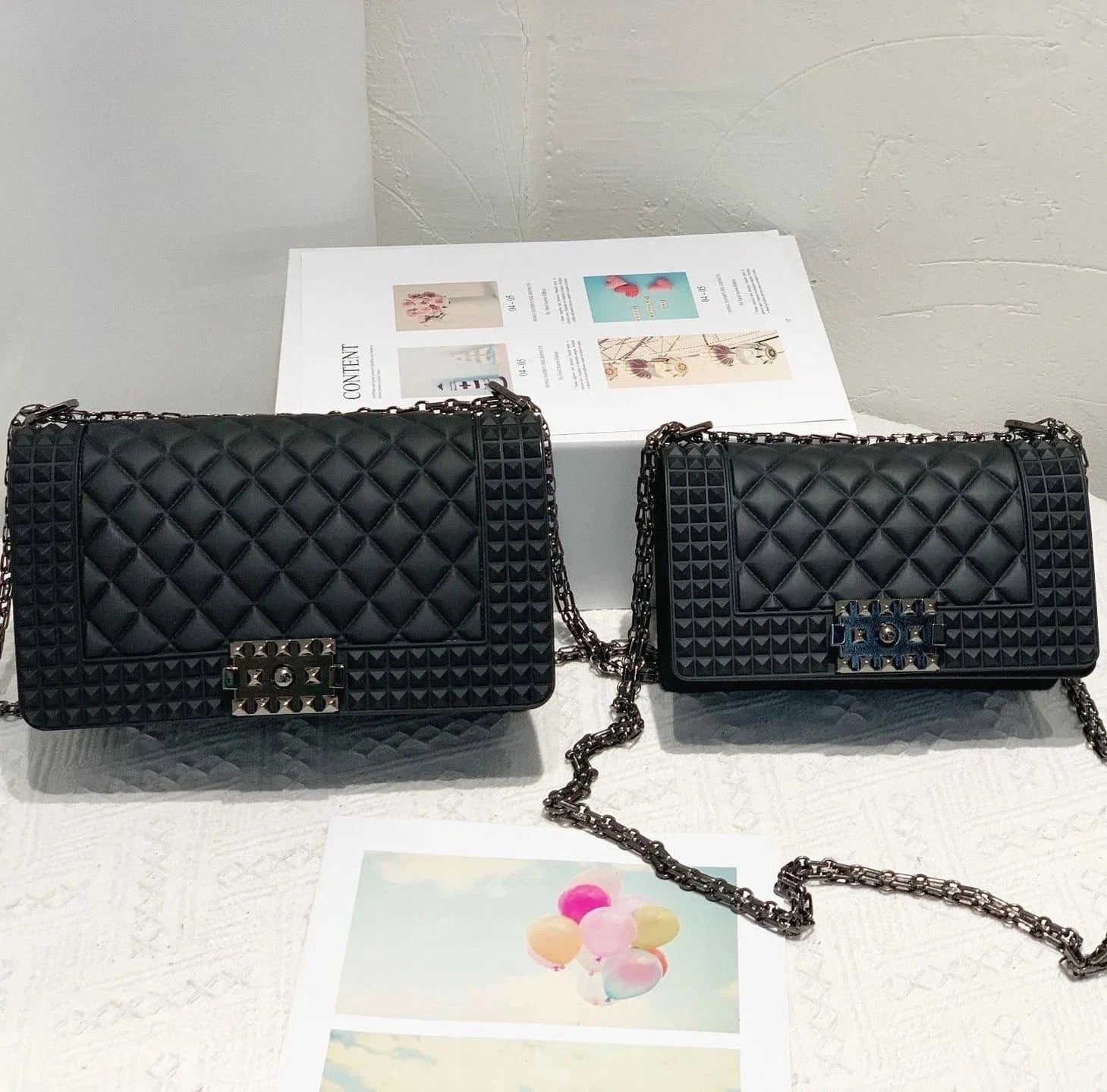 New Color Women Purses Chain Matte Frosted Lock Jelly Handbags Crossbody Bag
