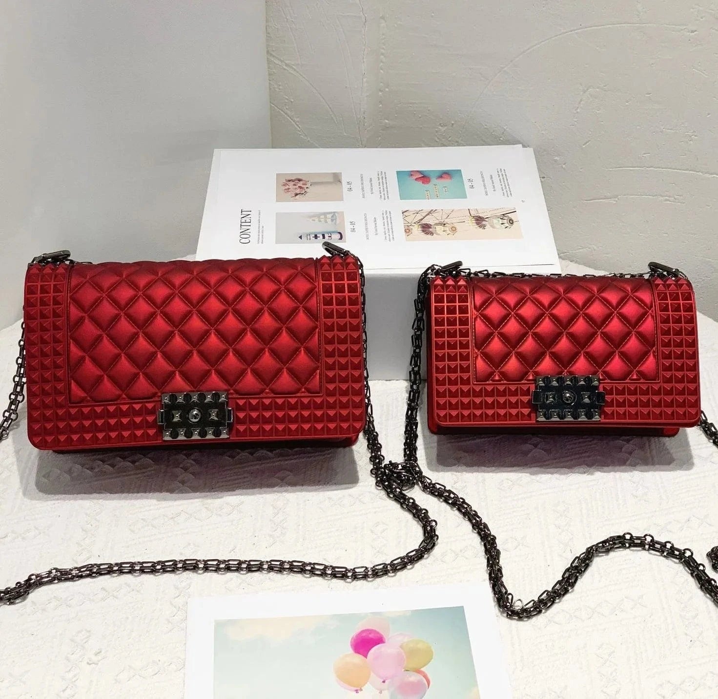 New Color Women Purses Chain Matte Frosted Lock Jelly Handbags Crossbody Bag