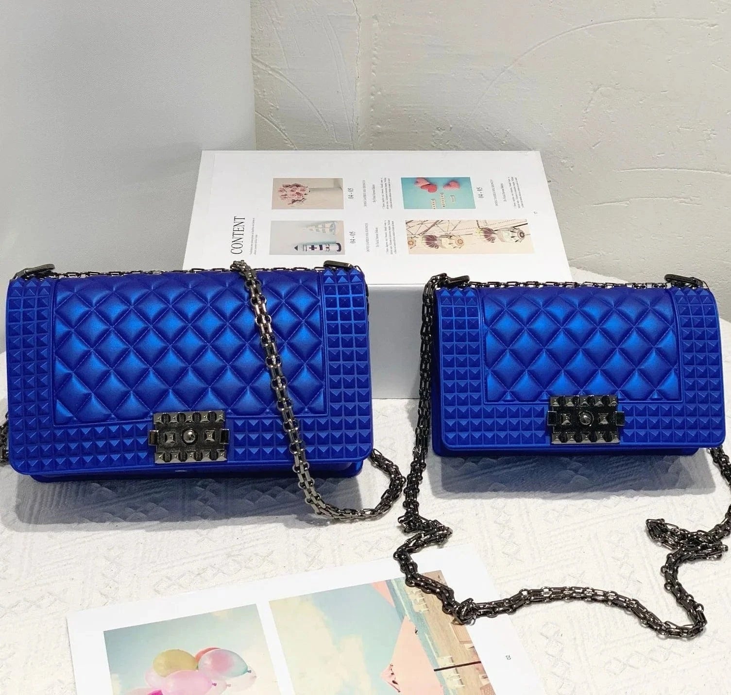 New Color Women Purses Chain Matte Frosted Lock Jelly Handbags Crossbody Bag