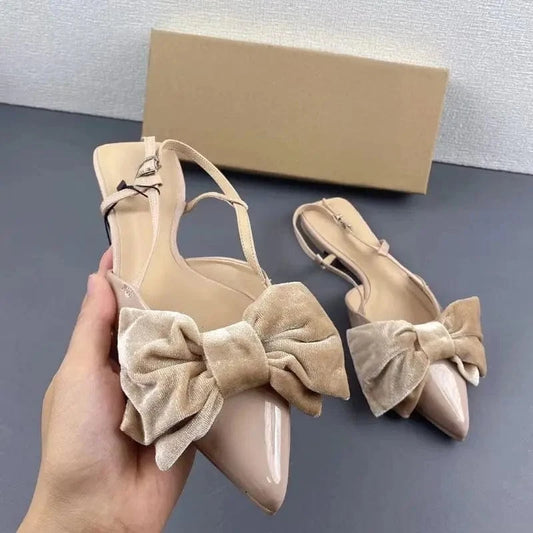 New Comfortable Non-Slip Bow Slingback Loafer Pumps Dress Female 2024 Casual Ladies Flat Shoes