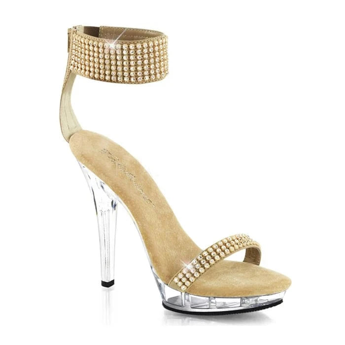 New crystal transparent 13 cm banquet fashion high-heeled sandals Club striptease shoes model walk show fashion platform large s