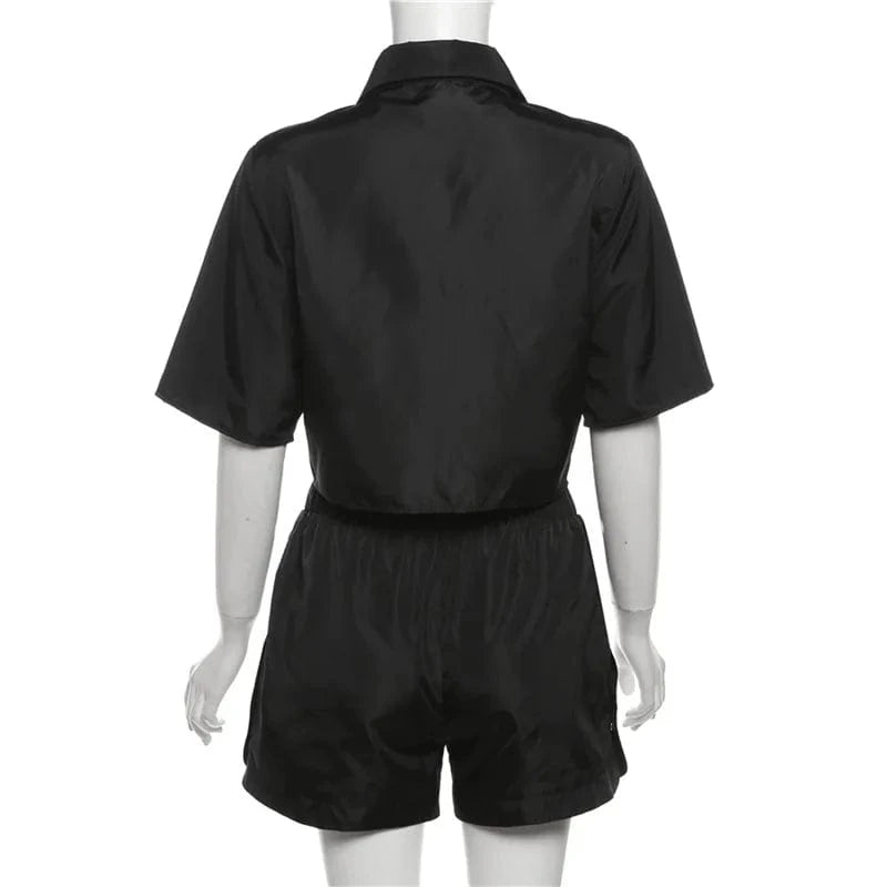 New design 2024 digital print blouses stylish boutique short sleeve two piece shorts set