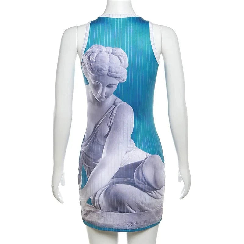 New design 2024 summer boutique digital print sleeveless hot selling women's dresses