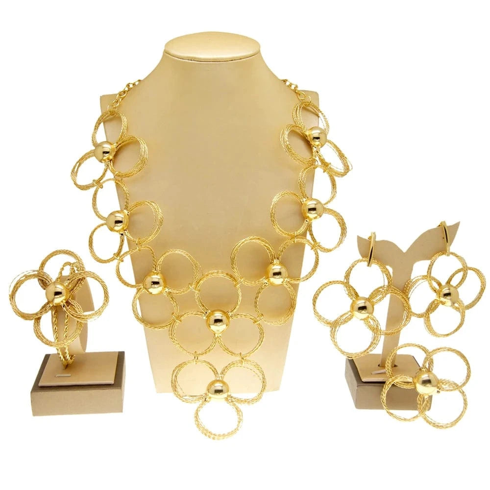New design 24k Italian gold plated women jewelry set necklace Hot gold jewelry sets for party