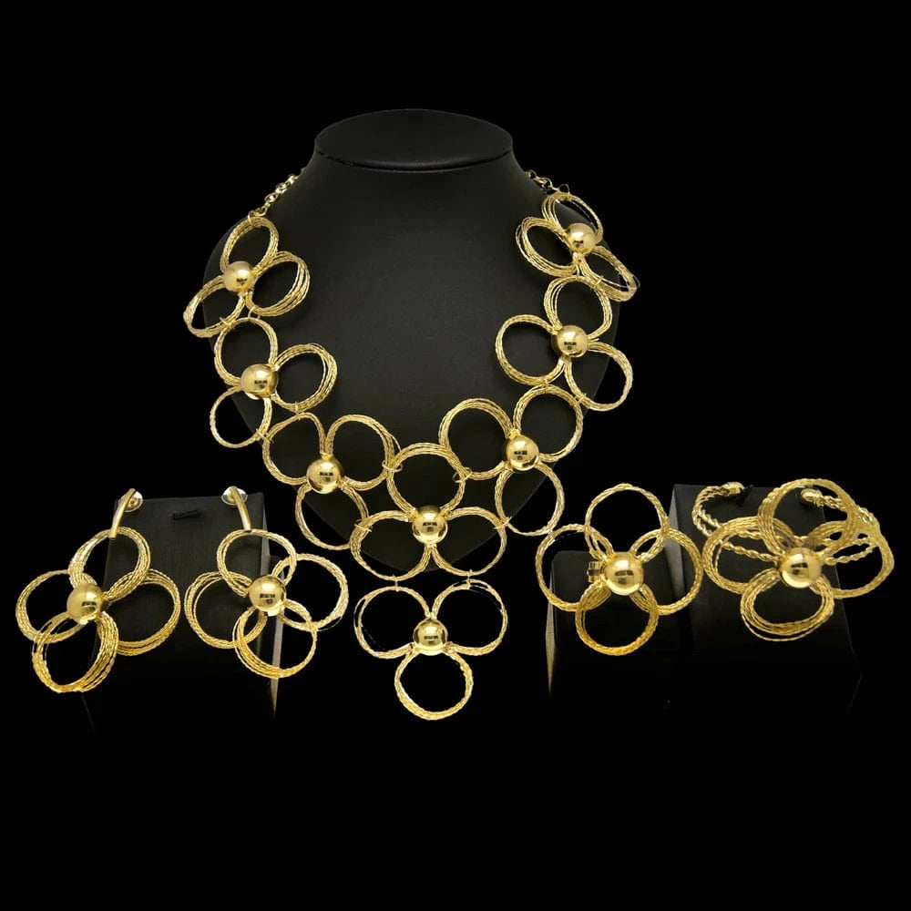 New design 24k Italian gold plated women jewelry set necklace Hot gold jewelry sets for party