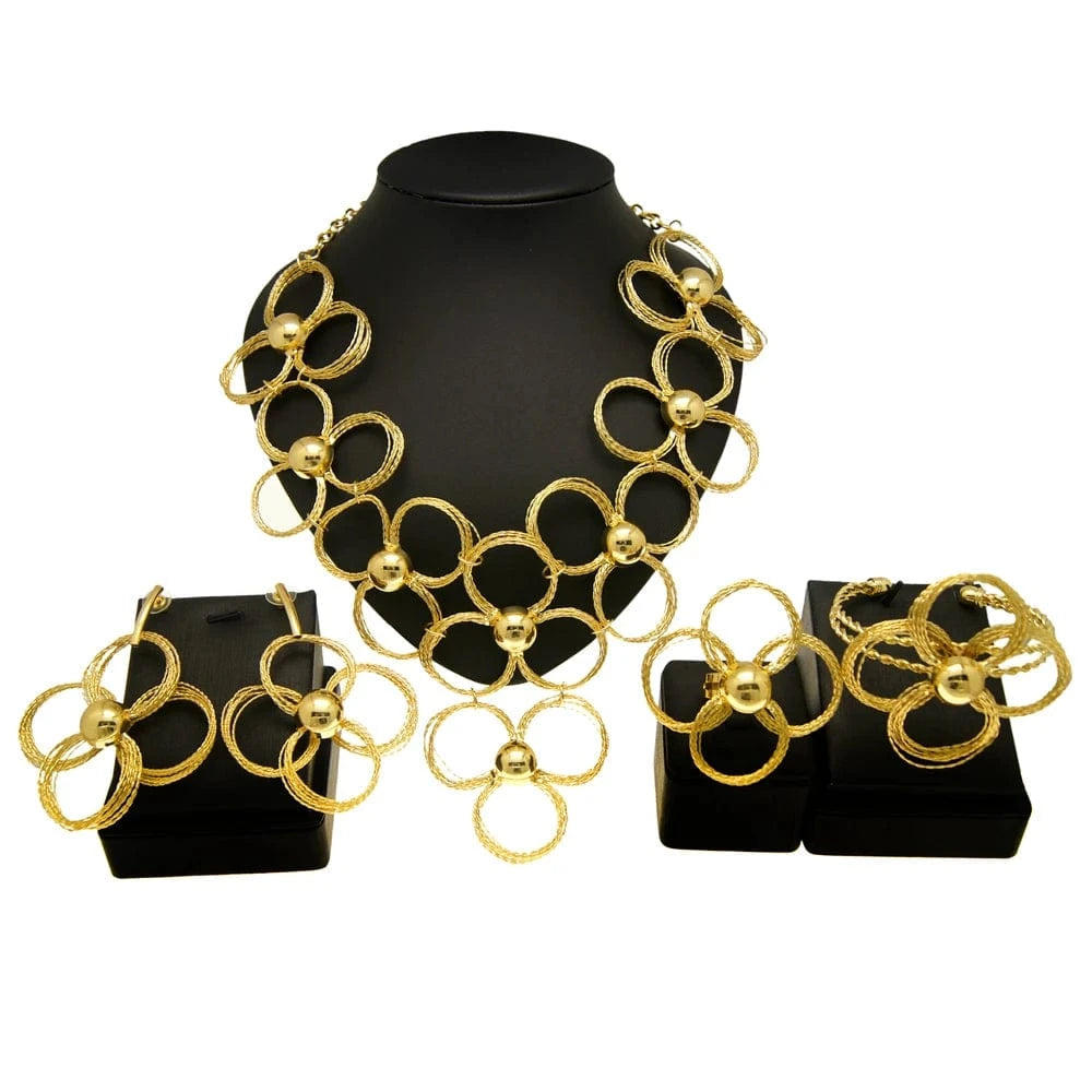 New design 24k Italian gold plated women jewelry set necklace Hot gold jewelry sets for party