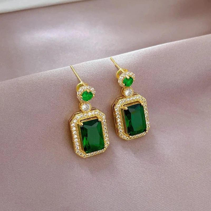 New Design / Earring Fashion Crystal Emerald Green Necklace Earring set 18k Gold Plated Jewelry Set Pendant Earring Ring Set Jewelry Accessories