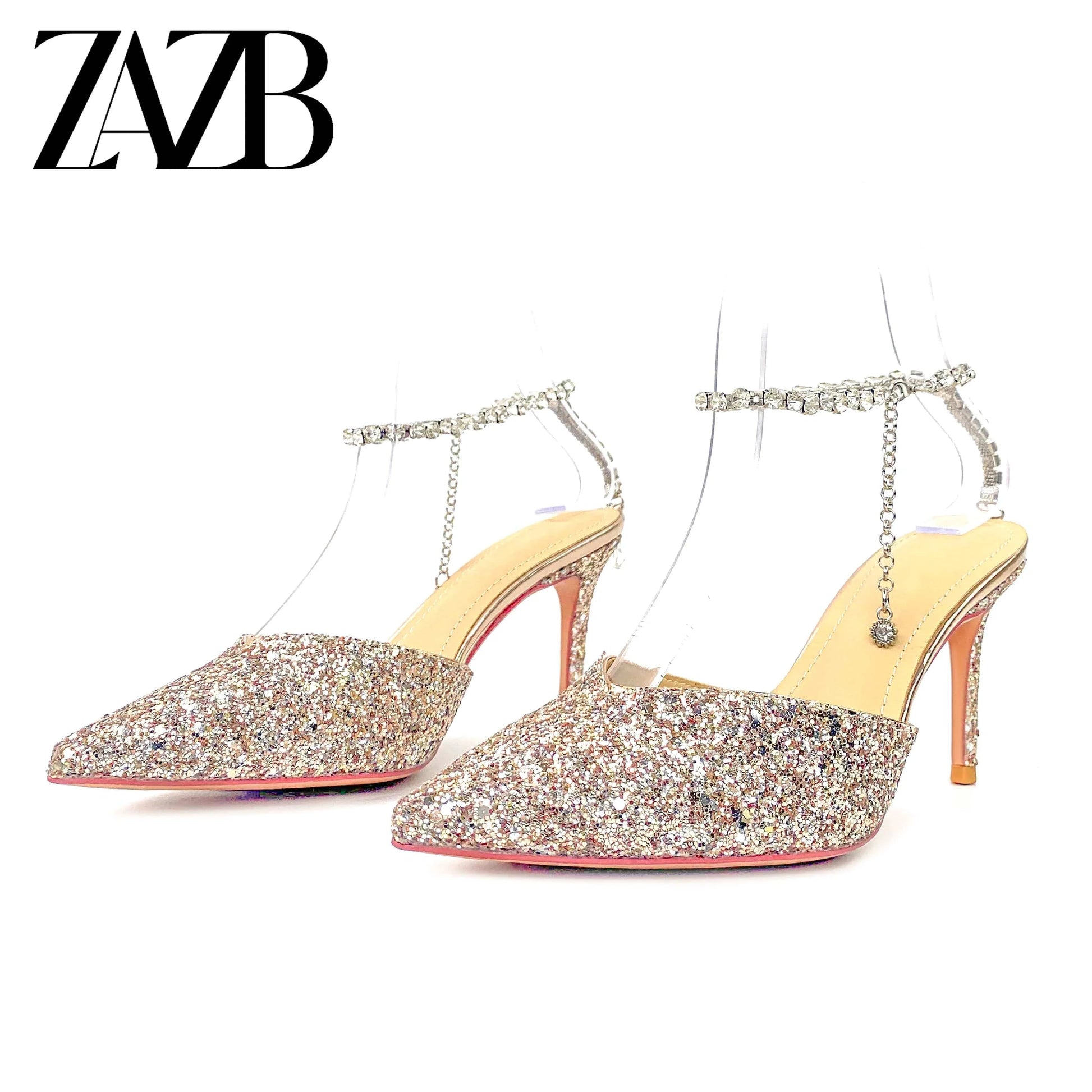 New design formal parliament Women's high heel Sandals wedding Shining diamond shoes  frenulum narrow strap for ladies