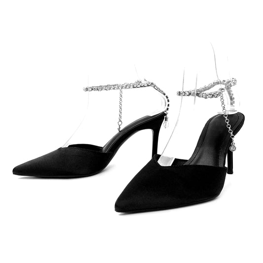 New design formal parliament Women's high heel Sandals wedding Shining diamond shoes  frenulum narrow strap for ladies