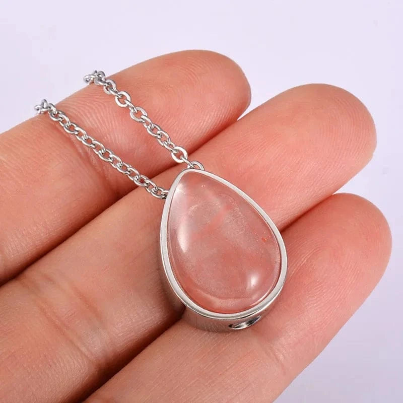 New Design Natural Stone Teardrop Keepsake Ashes Necklace Urn Pendant Cremation Memorial Jewelry Necklace for Human ashes
