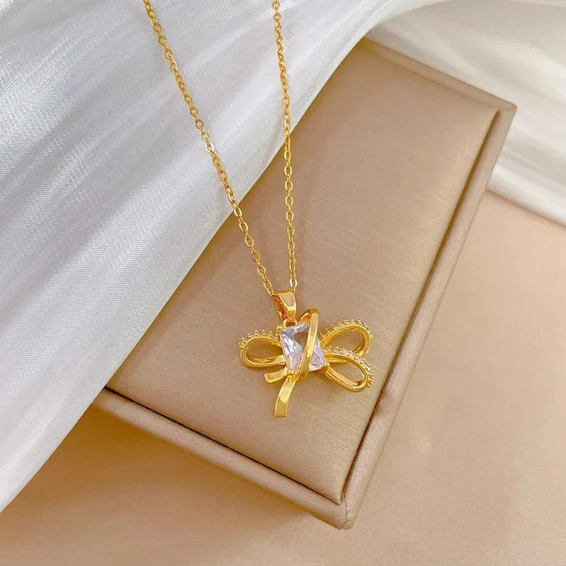 New Design / Necklace Fashion Frosted pearlsButterfly Pendant Necklace Earring Jewelry Set Gold Plated Fashion Style Jewelry