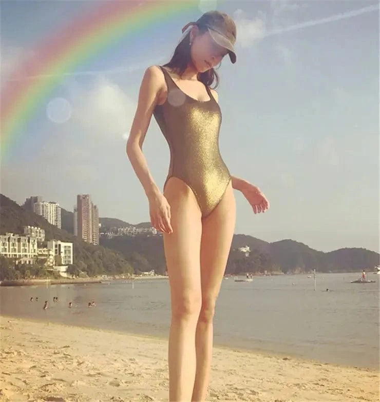 New Design Solid Backless Glossy 18 Teen Open Sexy Hot Young Girl Swimwear Women One Piece Swimsuits For Women 2022