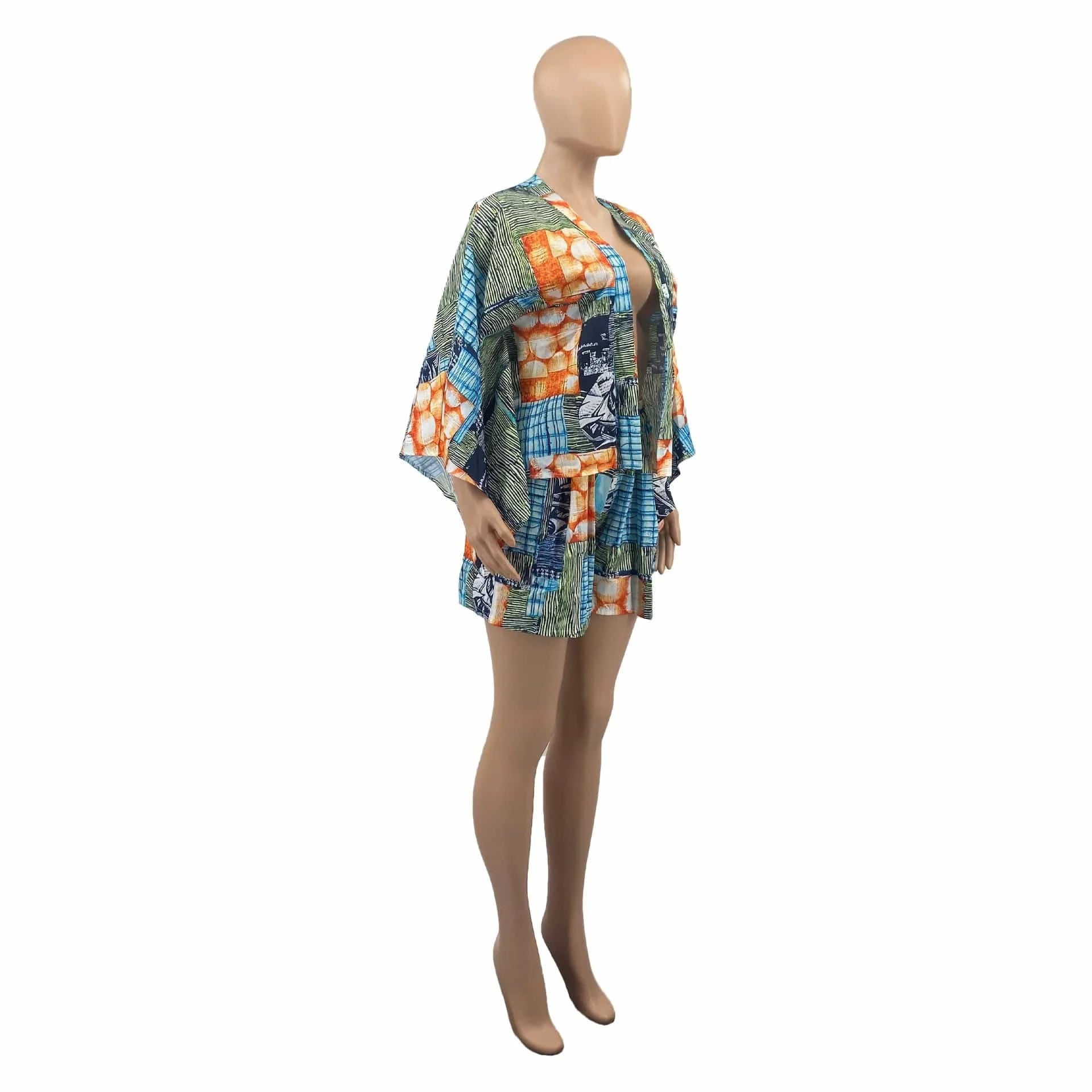 New Design Women Shorts Set Printing Two Piece T-shirt and Shorts Set Crop Top 2 Piece Shorts Set with Bat Long Sleeve