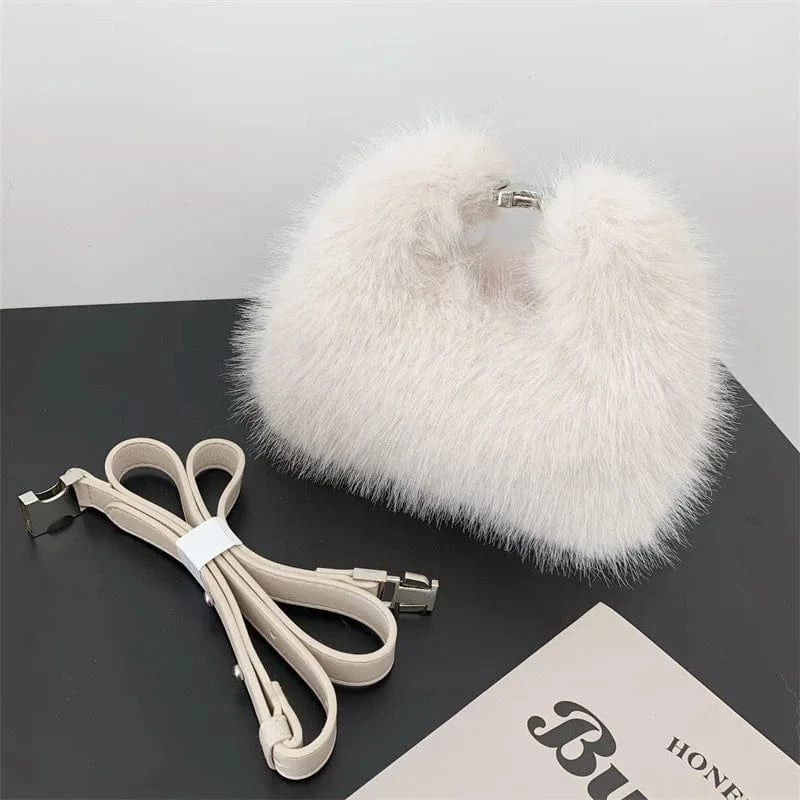 New designer gift wedding fashion party cute hand bag handbags women luxury fox tote furry purse faux fur handbags