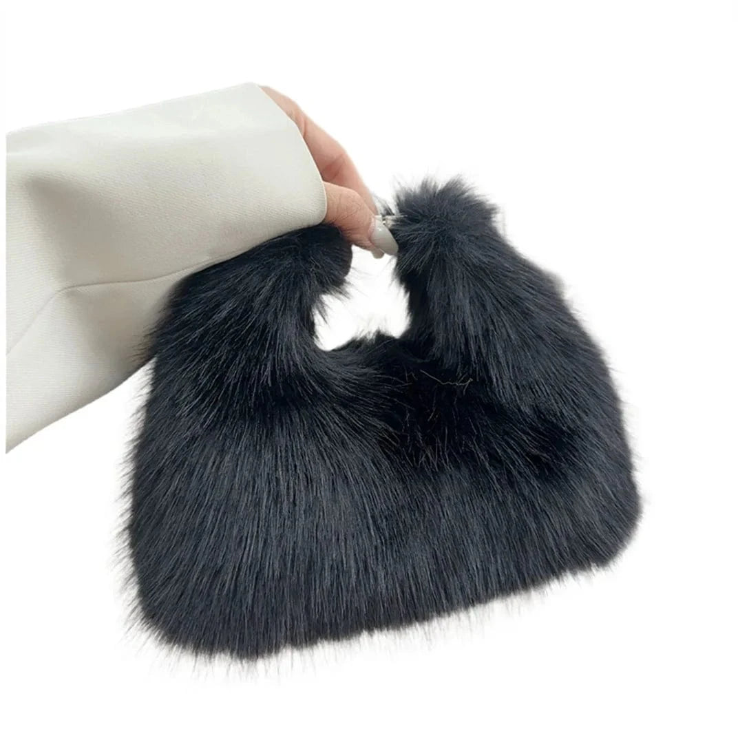 New designer gift wedding fashion party cute hand bag handbags women luxury fox tote furry purse faux fur handbags