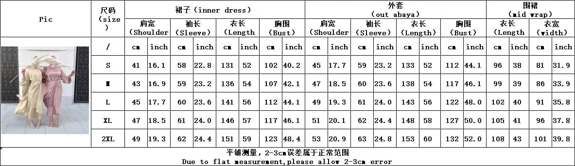 New Designs Arrival Satin Dress Set For Women With Hijab Slip Inner Dress Outer Abaya