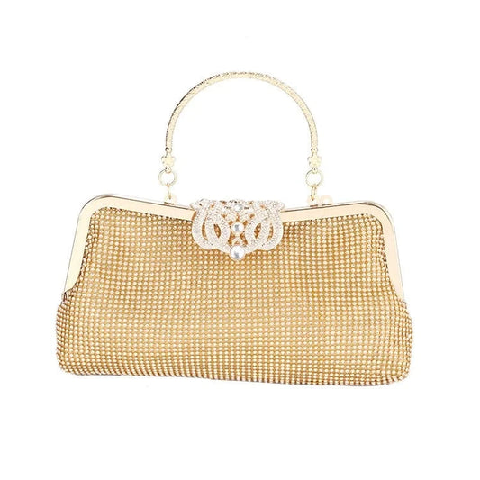New Elegant Encrusted Set luxury clutch diamond Banquet bag metal handle crown metal frame evening bag